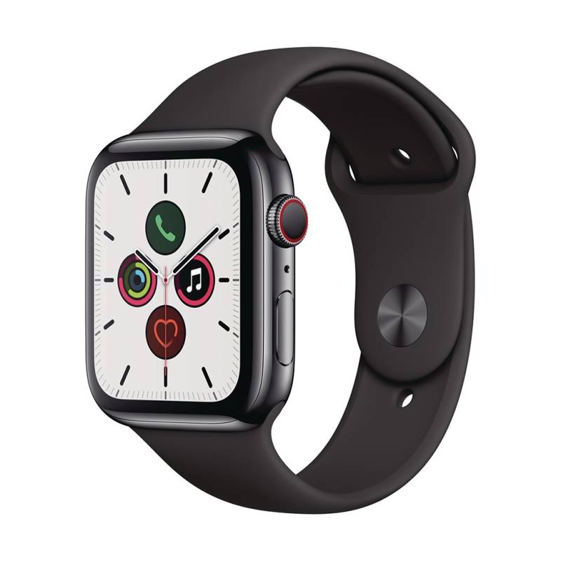 Apple Smartwatch »Serie 5, GPS Cellular, 44 mm Edelstahl-Gehäuse mit Sportarmband«, (4,4 cm / 1,91 Zoll), Watch OS, 32 GB, MWWK2FD/A) von Apple