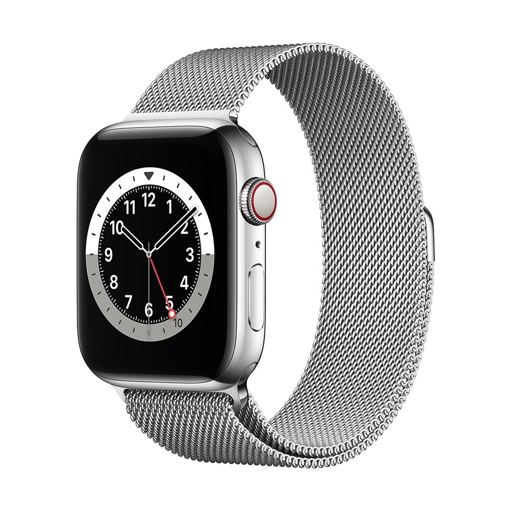 Apple Smartwatch »Serie 6, GPS, 44 mm Edelstahl-Gehäuse mit Milanaise-Armband«, (4,4 cm / 1,91 Zoll), Watch OS, 32 GB, M09E3FD/A) von Apple