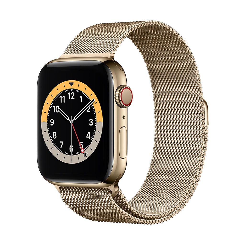 Apple Smartwatch »Serie 6, GPS Cellular, 44 mm Edelstahl-Gehäuse mit Milanaise-Armband«, (4,4 cm / 1,91 Zoll), Watch OS, 32 GB, M09G3FD/A) von Apple