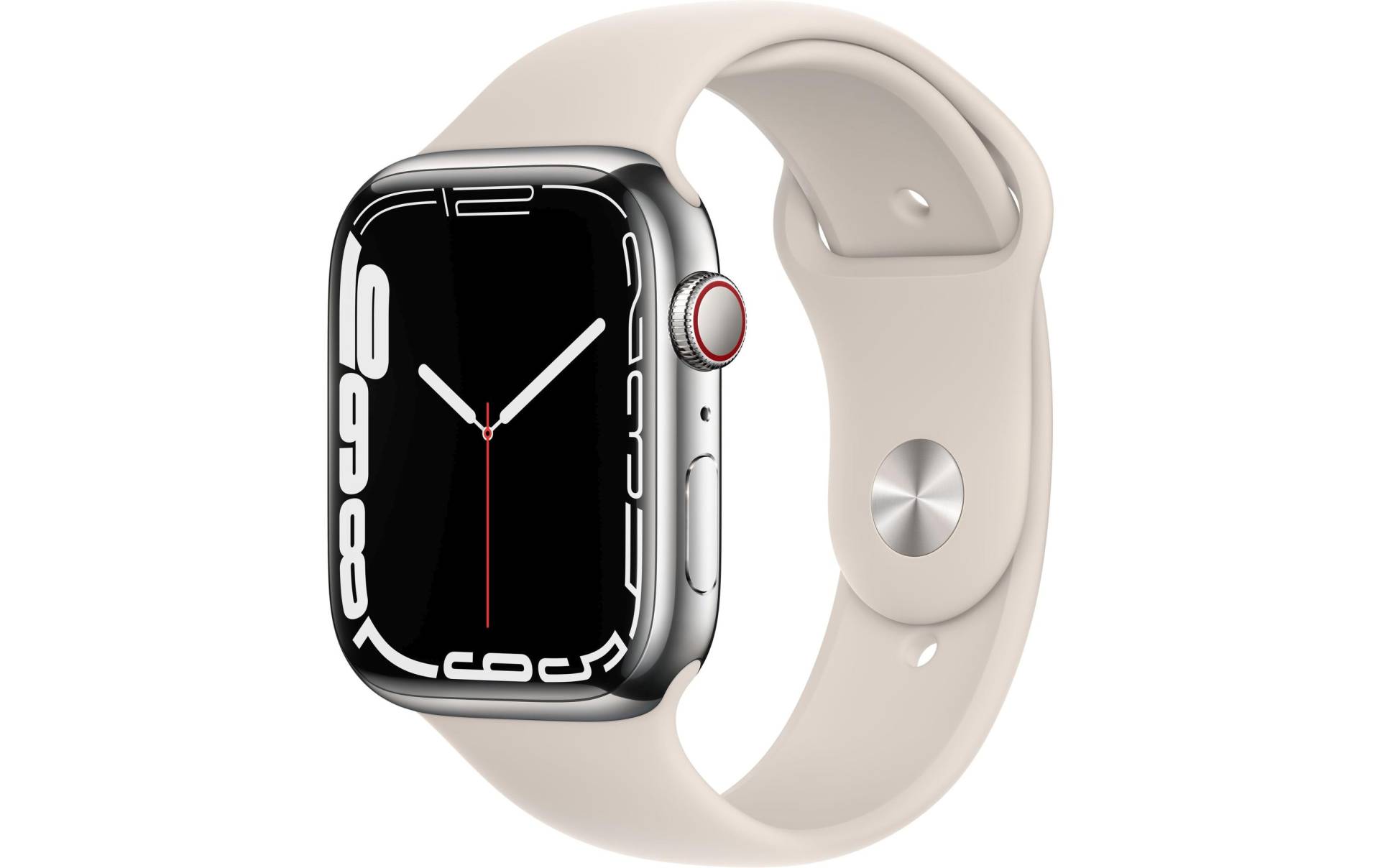 Apple Smartwatch »Serie 7, GPS, 45 mm Edelstahlgehäuse mit Sportarmband«, Watch OS, MKJV3FD/A) von Apple