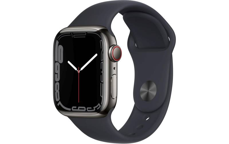 Apple Smartwatch »Series 7, GPS + Cellular, 41 mm Edelstahl-Gehäuse mit Sportarmband«, Watch OS, MNC23FD/A) von Apple