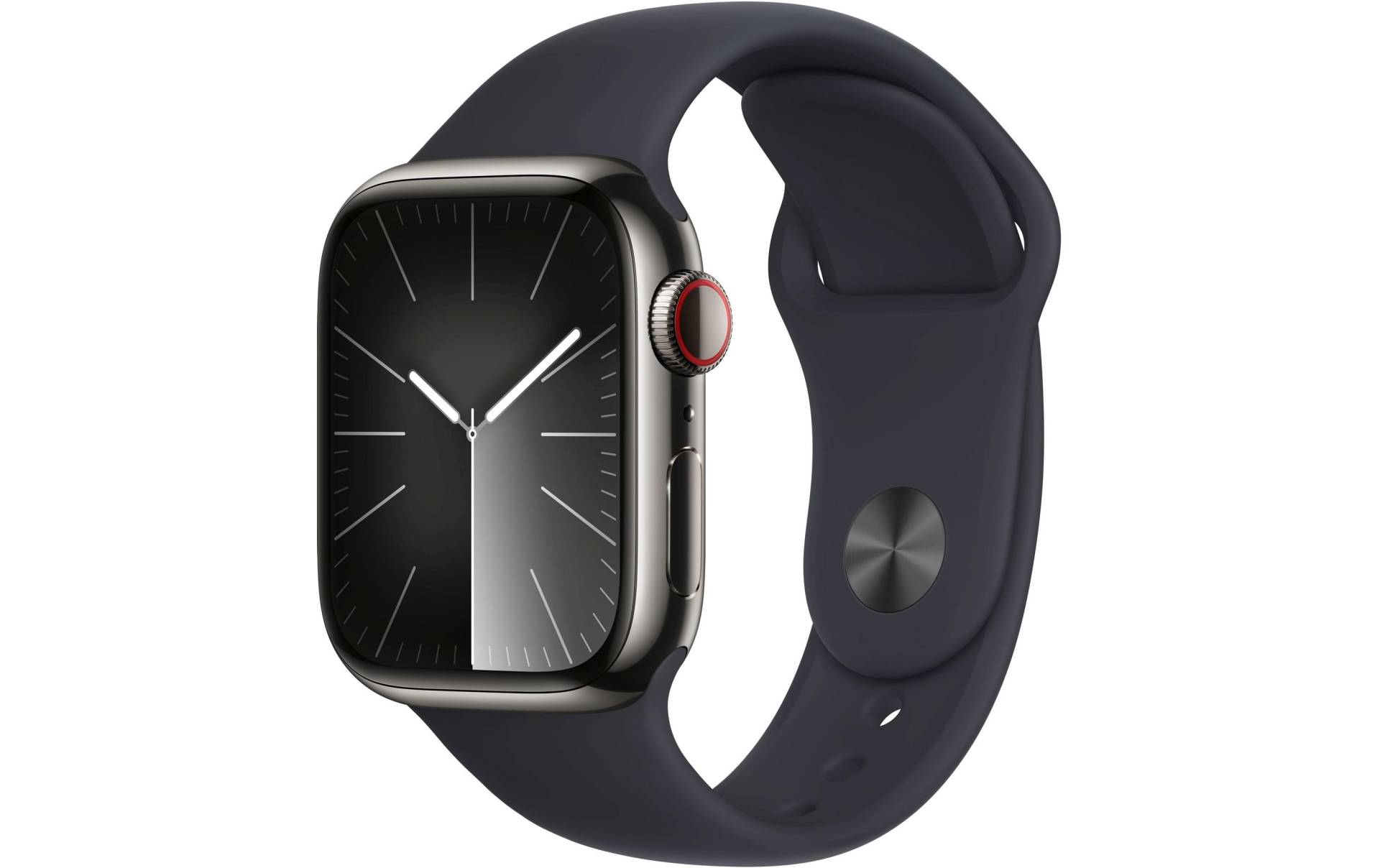 Apple Smartwatch »Series 9, GPS + Cellular, Edelstahl-Gehäuse mit Sportarmband«, Watch OS 10, 64 GB,) von Apple