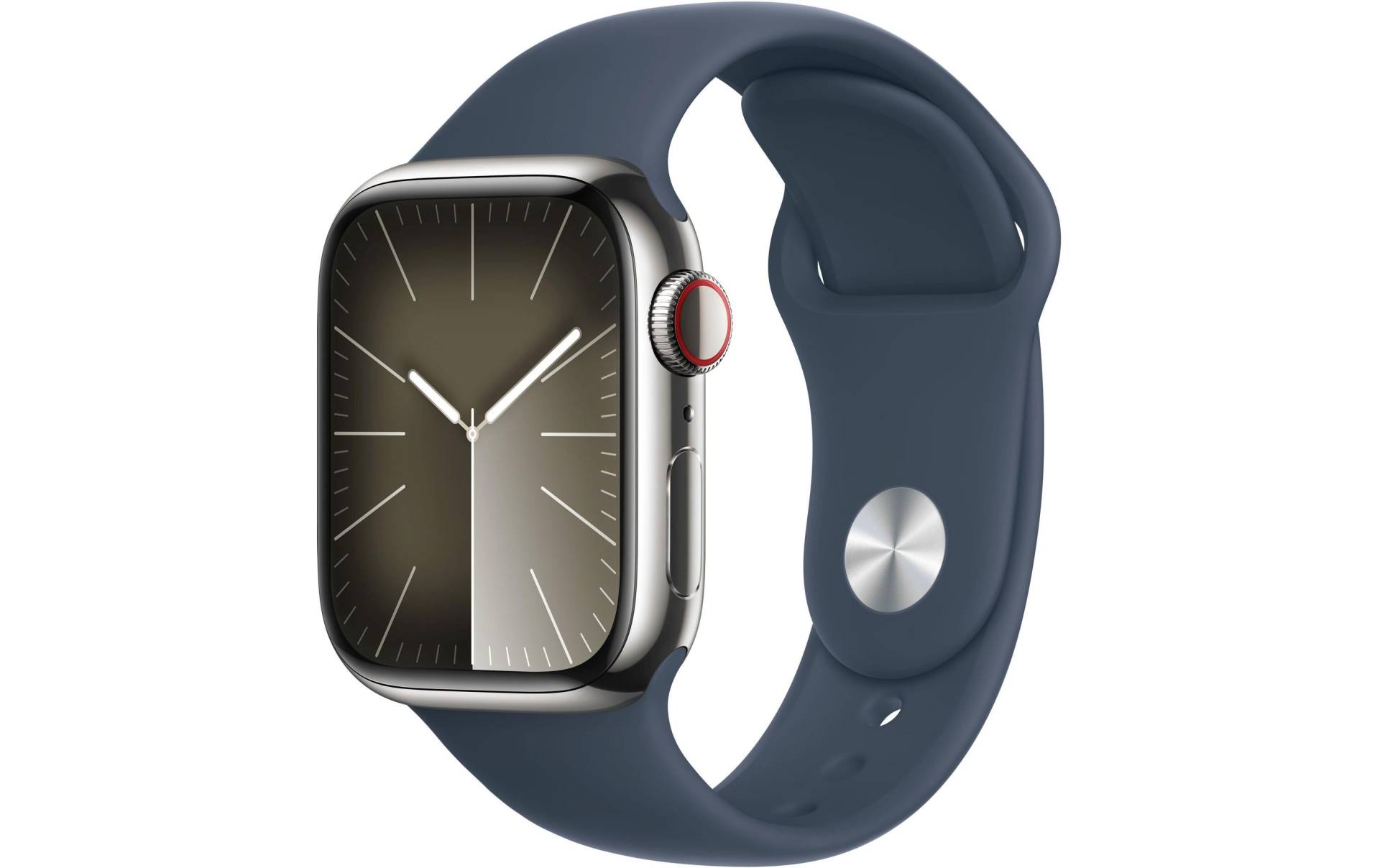 Apple Smartwatch »Series 9, GPS + Cellular, Edelstahl-Gehäuse mit Sportarmband«, Watch OS 10, 64 GB,) von Apple