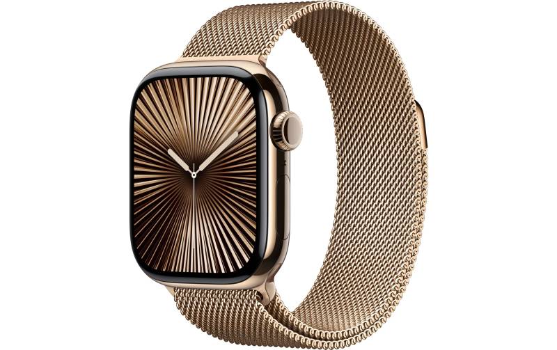 Apple Watch Series 10 Titan, 42 mm, GPS + Cellular, Milanese Loop, Goldfarben von Apple