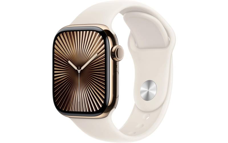 Apple Watch Series 10 Titan, 42 mm, GPS + Cellular, Sport Band M/L, Goldfarben von Apple