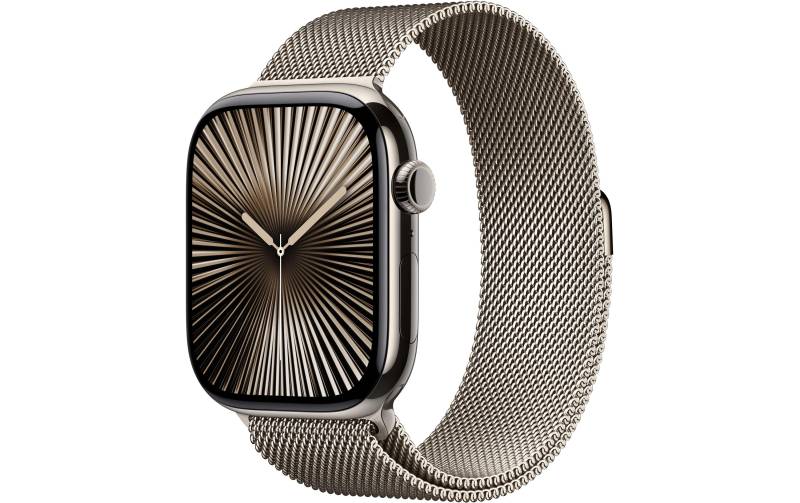 Apple Watch Series 10 Titan, 46 mm, GPS + Cellular, Milanese Loop M/L, Natur von Apple