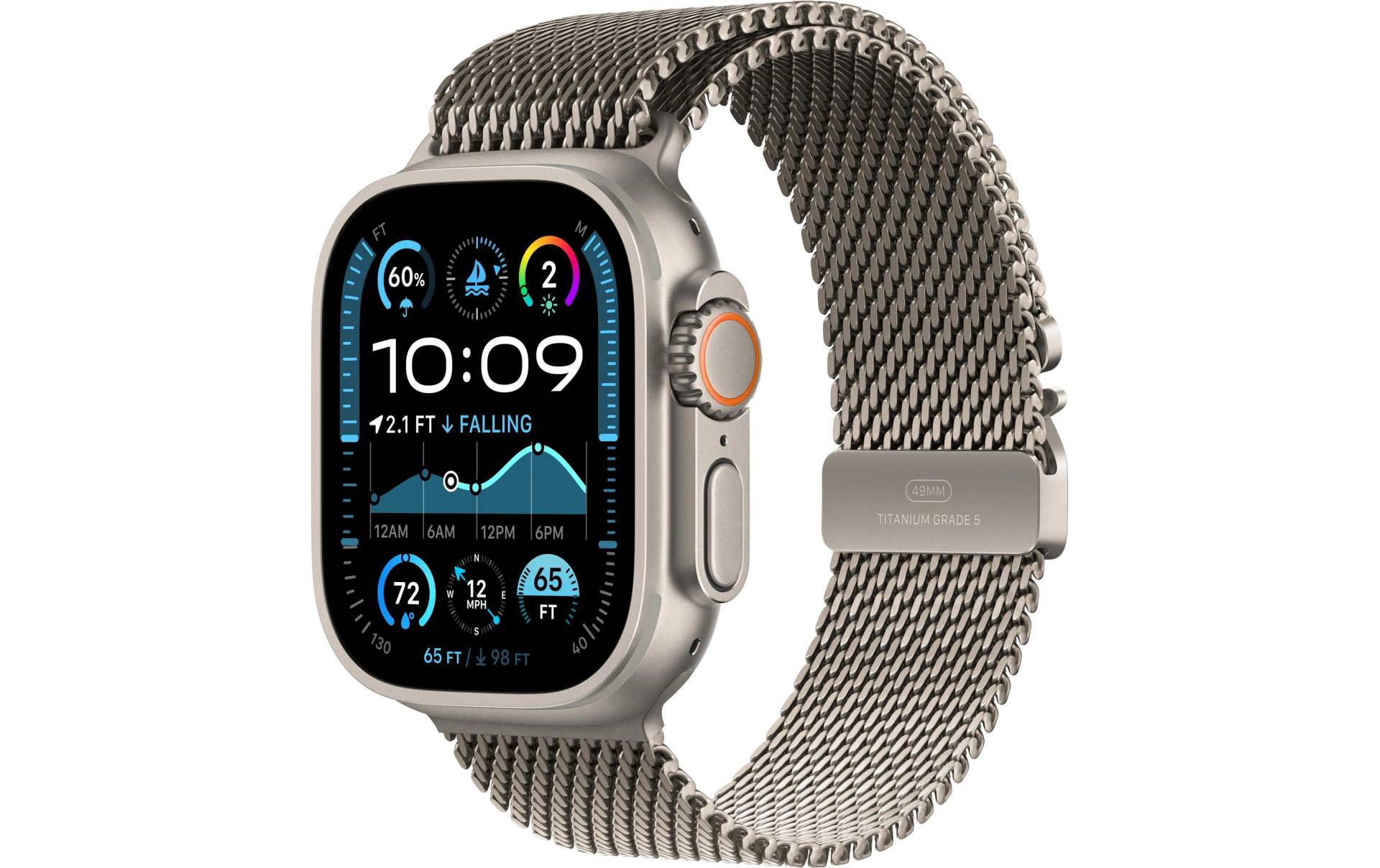 Apple Watch Ultra 2 Titan, 49 mm, GPS + Cellular, Milanese Loop S, Natur Apple Watch Ultra 2 Titan, 49 mm, GPS + Cellular, Milanese Loop S, Natur von Apple