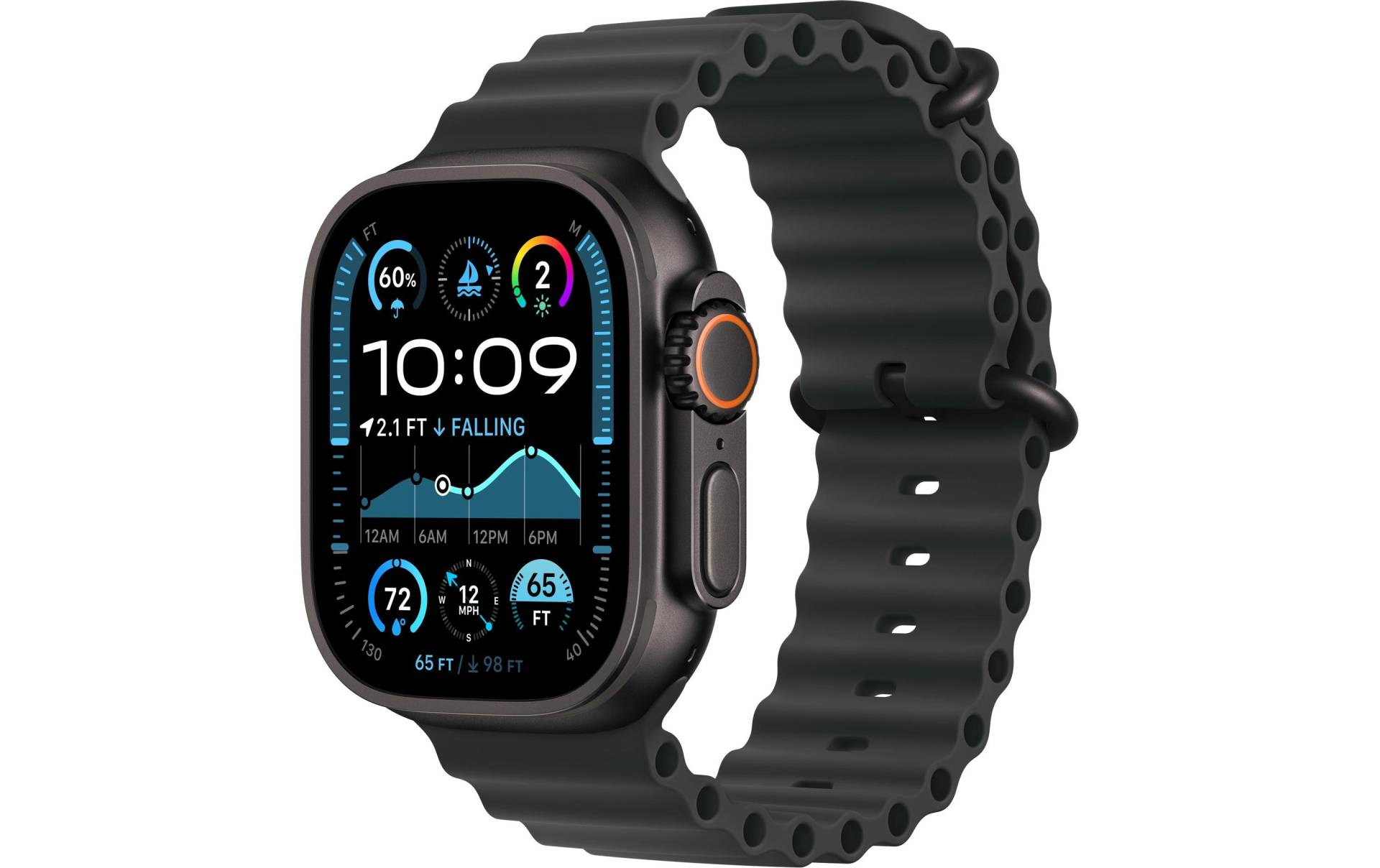 Apple Watch Ultra 2 Titan, 49 mm, GPS + Cellular, Ocean Band, Schwarz Apple Watch Ultra 2 Titan, 49 mm, GPS + Cellular, Ocean Band, Schwarz von Apple
