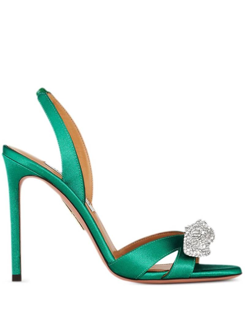 Aquazzura 105mm Very Bow Tie Crystal Sandal 105 - Green von Aquazzura