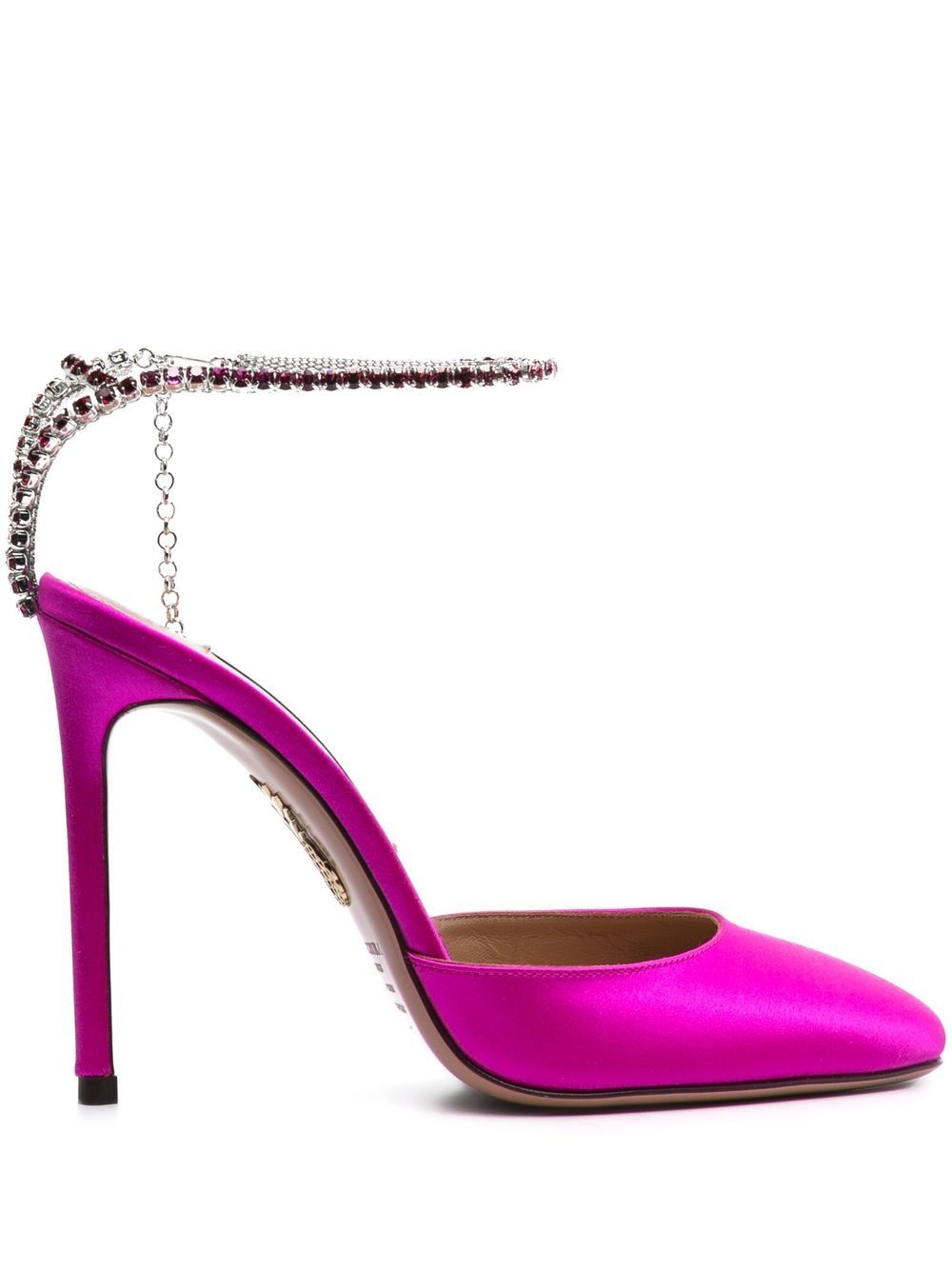 Aquazzura 110mm crystal-embellished satin pumps - Pink von Aquazzura