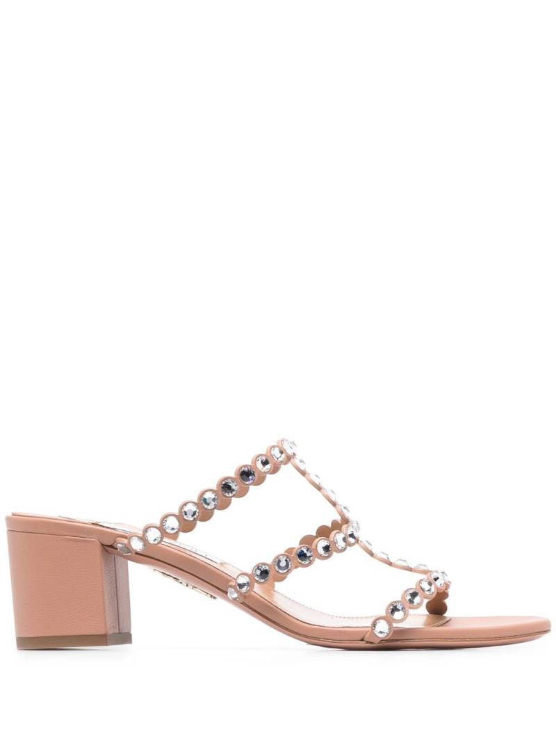 Aquazzura 55mm crystal-embellished open-toe sandals - Neutrals von Aquazzura