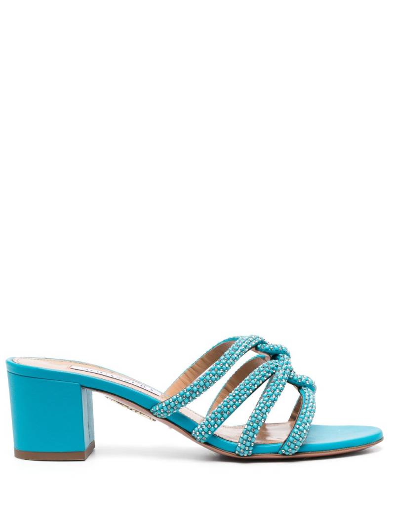 Aquazzura 60mm crystal-embellished leather mules - Blue von Aquazzura