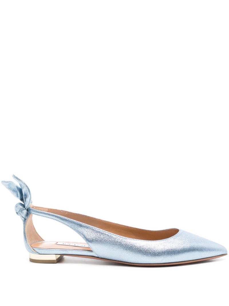 Aquazzura Bow Tie leather ballerinas - Blue von Aquazzura