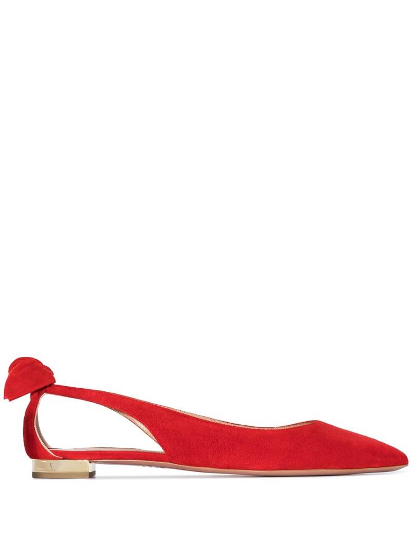 Aquazzura Bow Tie suede ballerinas - Red von Aquazzura