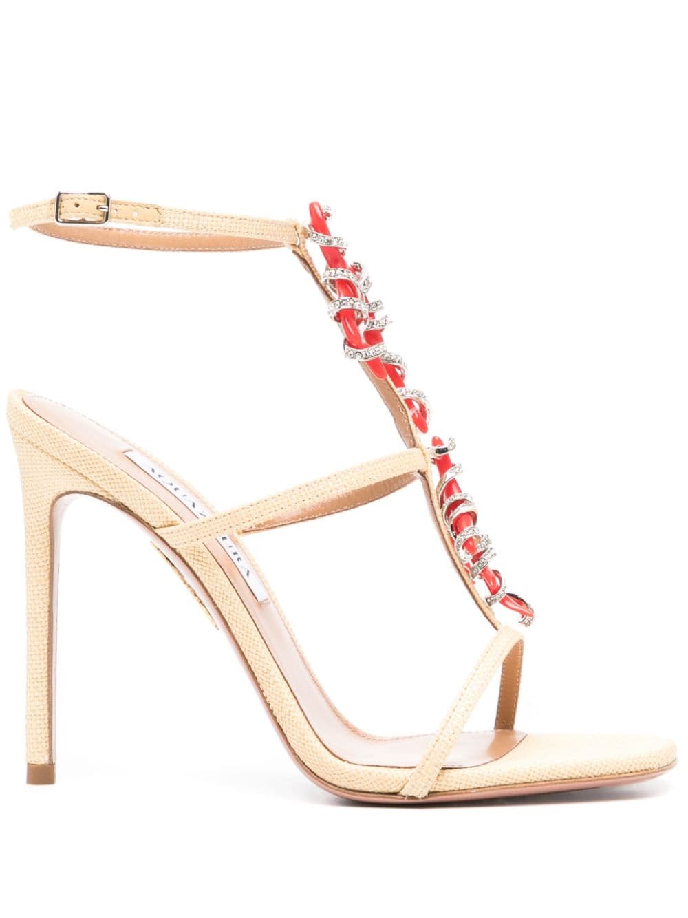 Aquazzura Capri Crush 105mm raffia sandals - Neutrals von Aquazzura