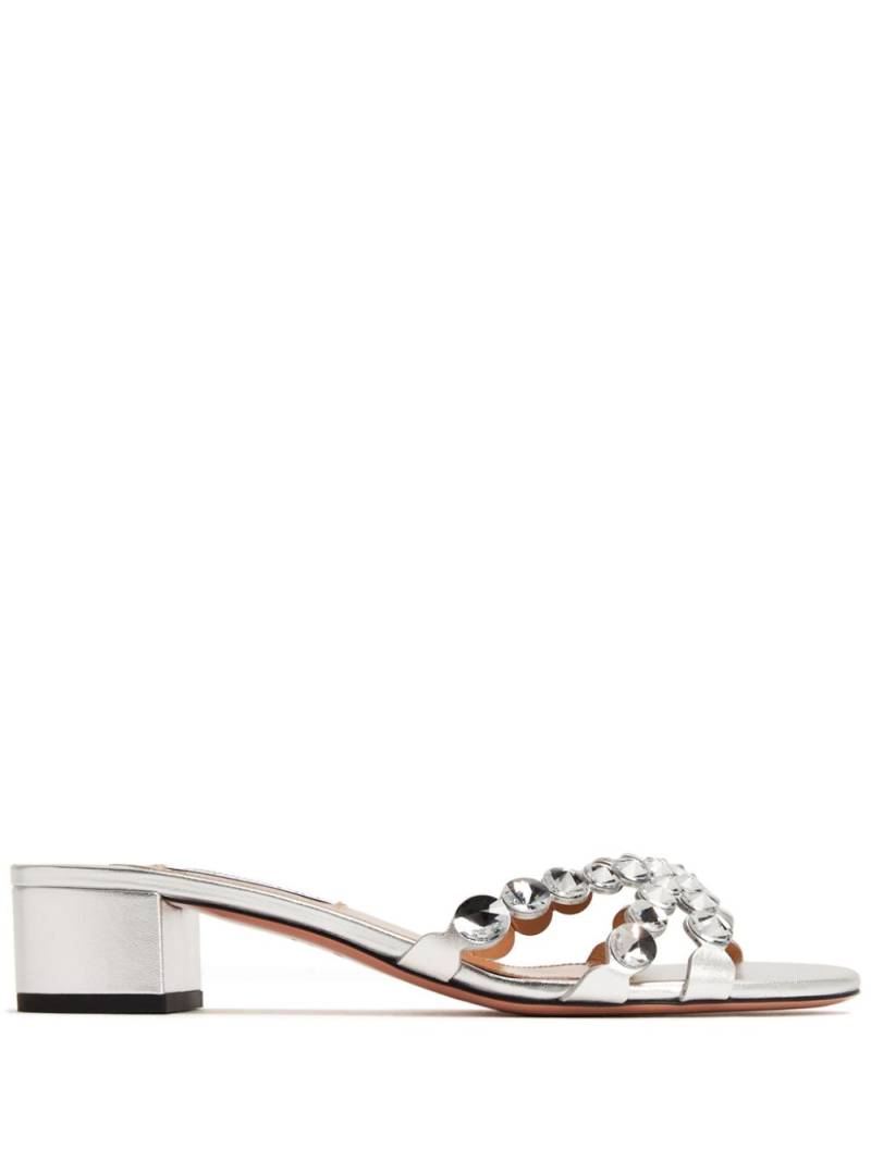 Aquazzura Crystal Mirage 35mm leather mules - Silver von Aquazzura