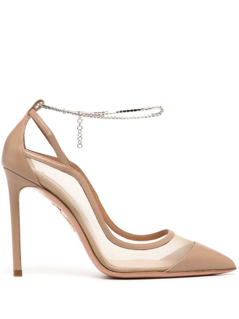 Aquazzura Secret Affair 110mm leather pumps - Neutrals von Aquazzura