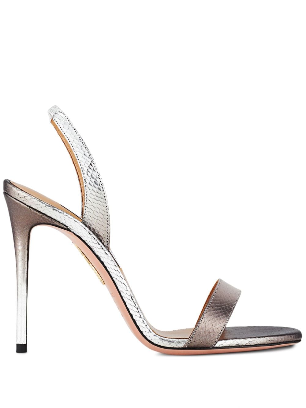 Aquazzura So Nude 105mm snakeskin-effect sandals - Silver von Aquazzura