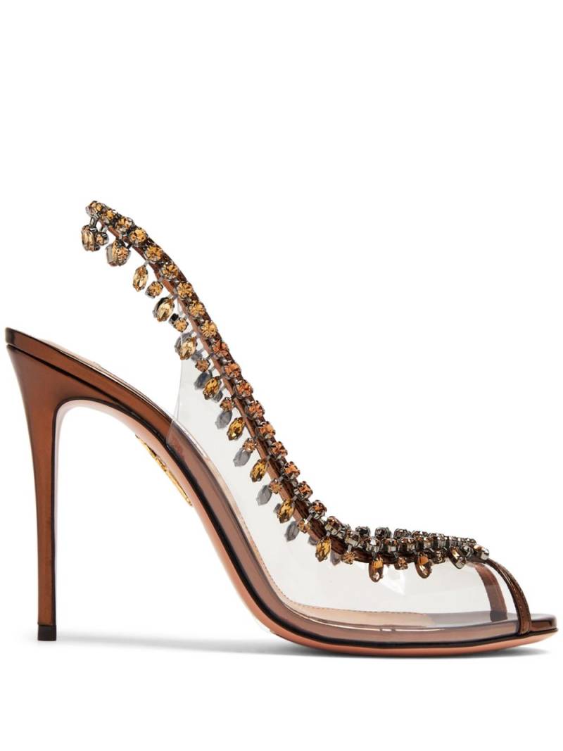 Aquazzura Temptation 105mm crystal-embellished sandals - Brown von Aquazzura