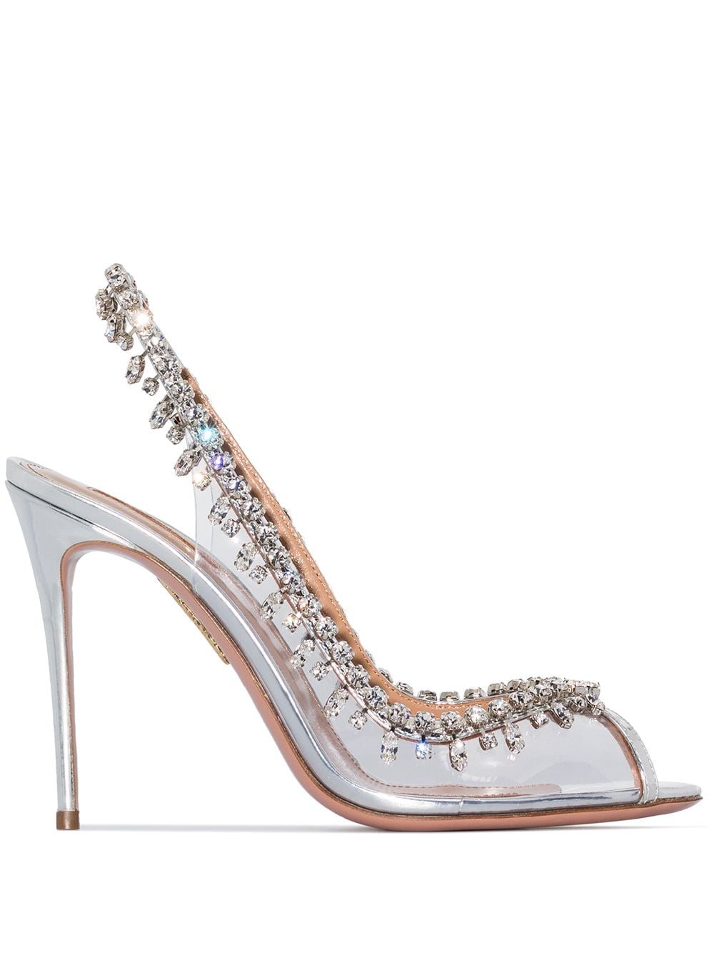 Aquazzura Temptation 105mm crystal-embellished slingback sandals - Silver von Aquazzura