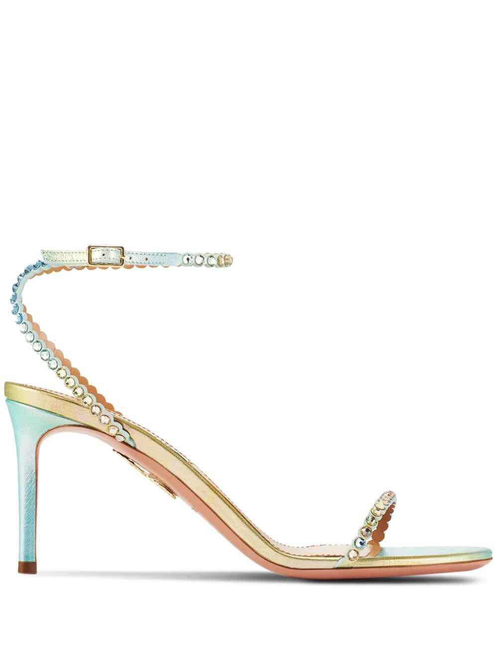 Aquazzura Tequila 75mm rhinestone-embellished leather sandals - Blue von Aquazzura