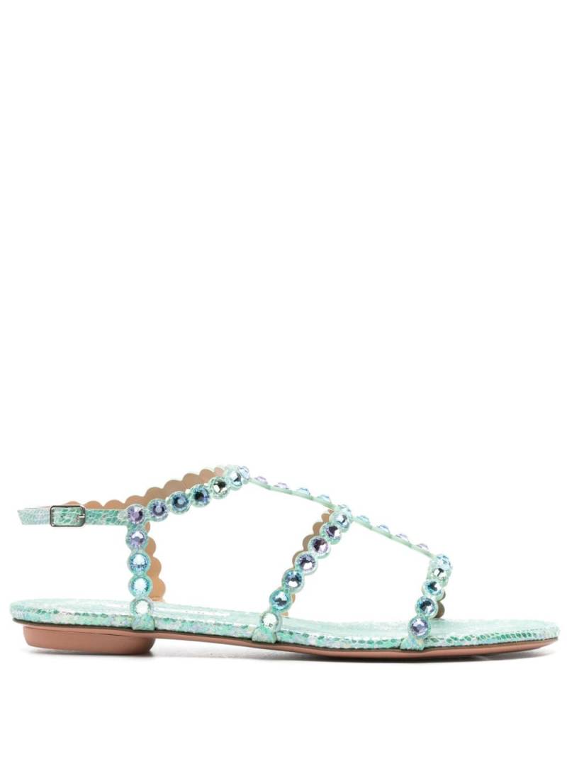 Aquazzura Tequila flat leather sandals - Green von Aquazzura