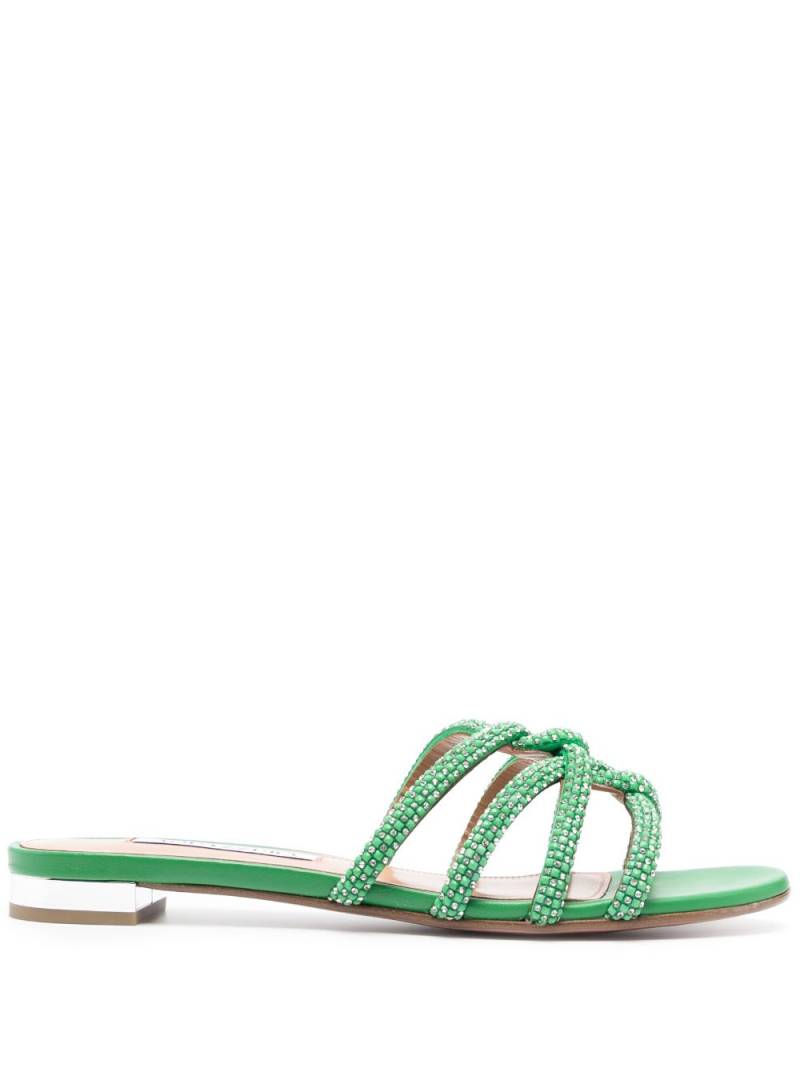 Aquazzura crystal-embellished flat mules - Green von Aquazzura