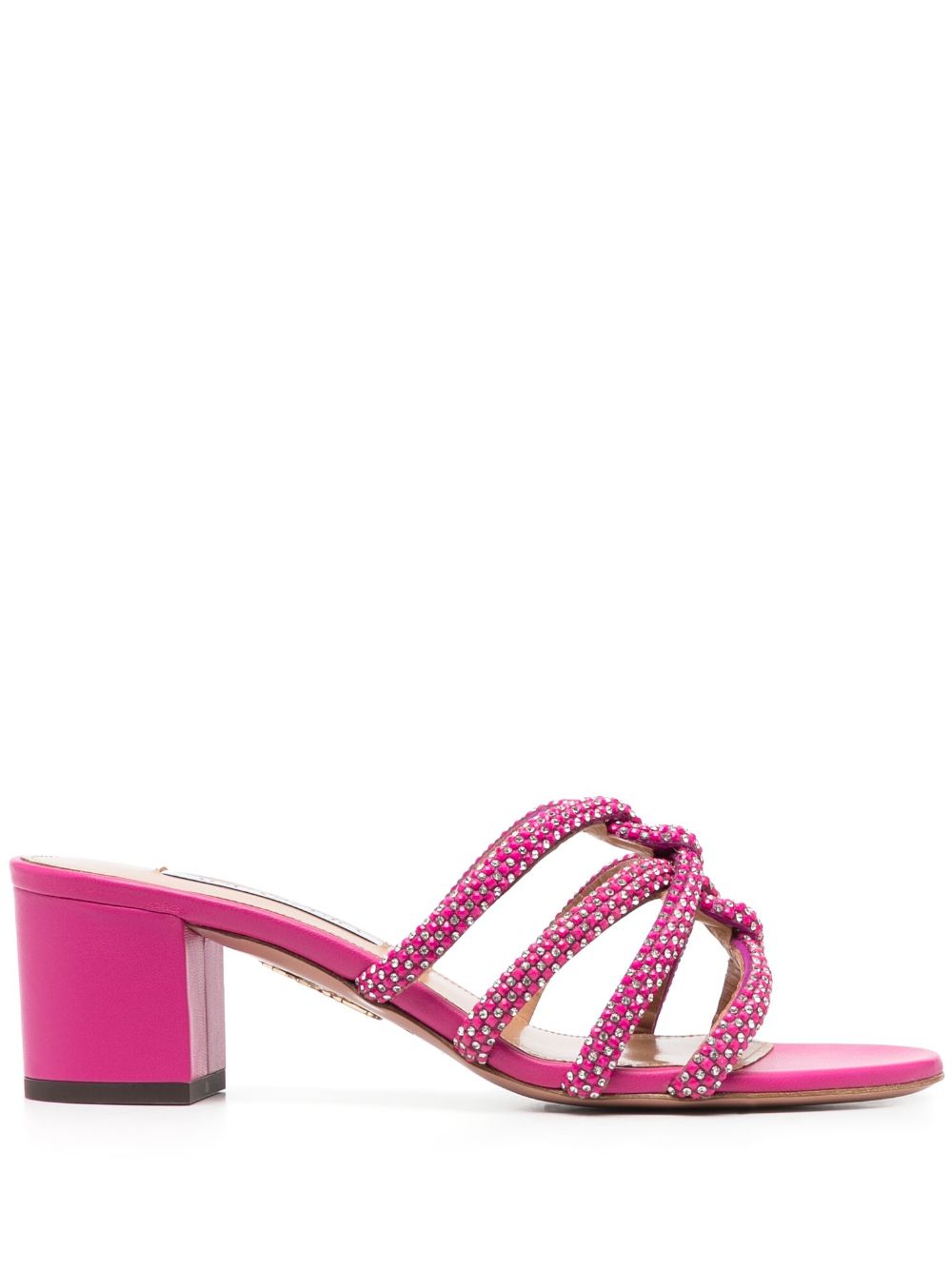 Aquazzura crystal-embellished leather mules - Pink von Aquazzura