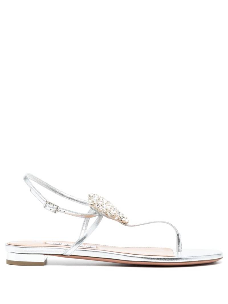 Aquazzura crystal-embellished metallic leather sandals - Silver von Aquazzura