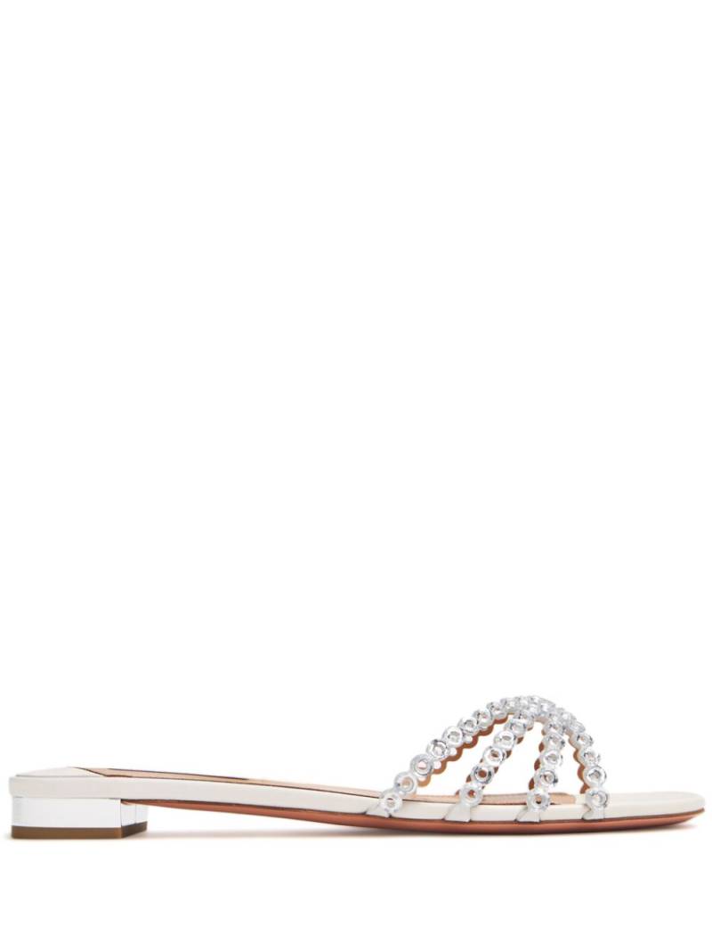 Aquazzura eyelet-detail leather slippers - Silver von Aquazzura