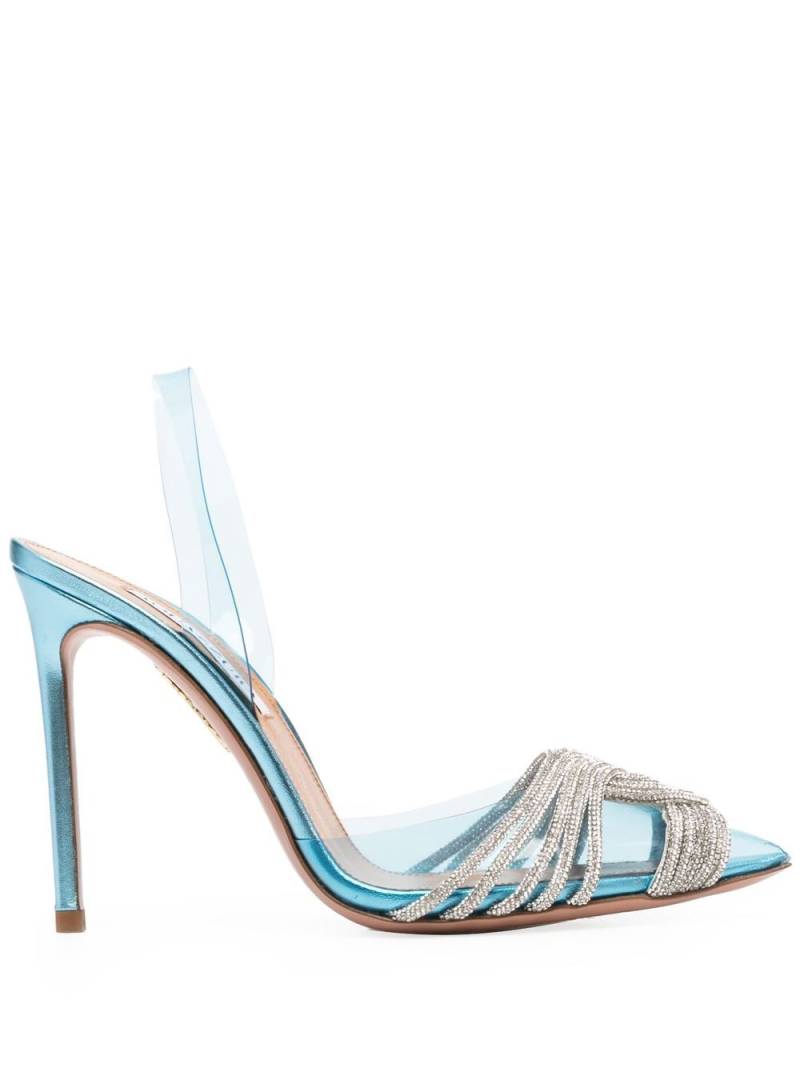 Aquazzura rhinestone-embellished sling-back stilettos - Blue von Aquazzura