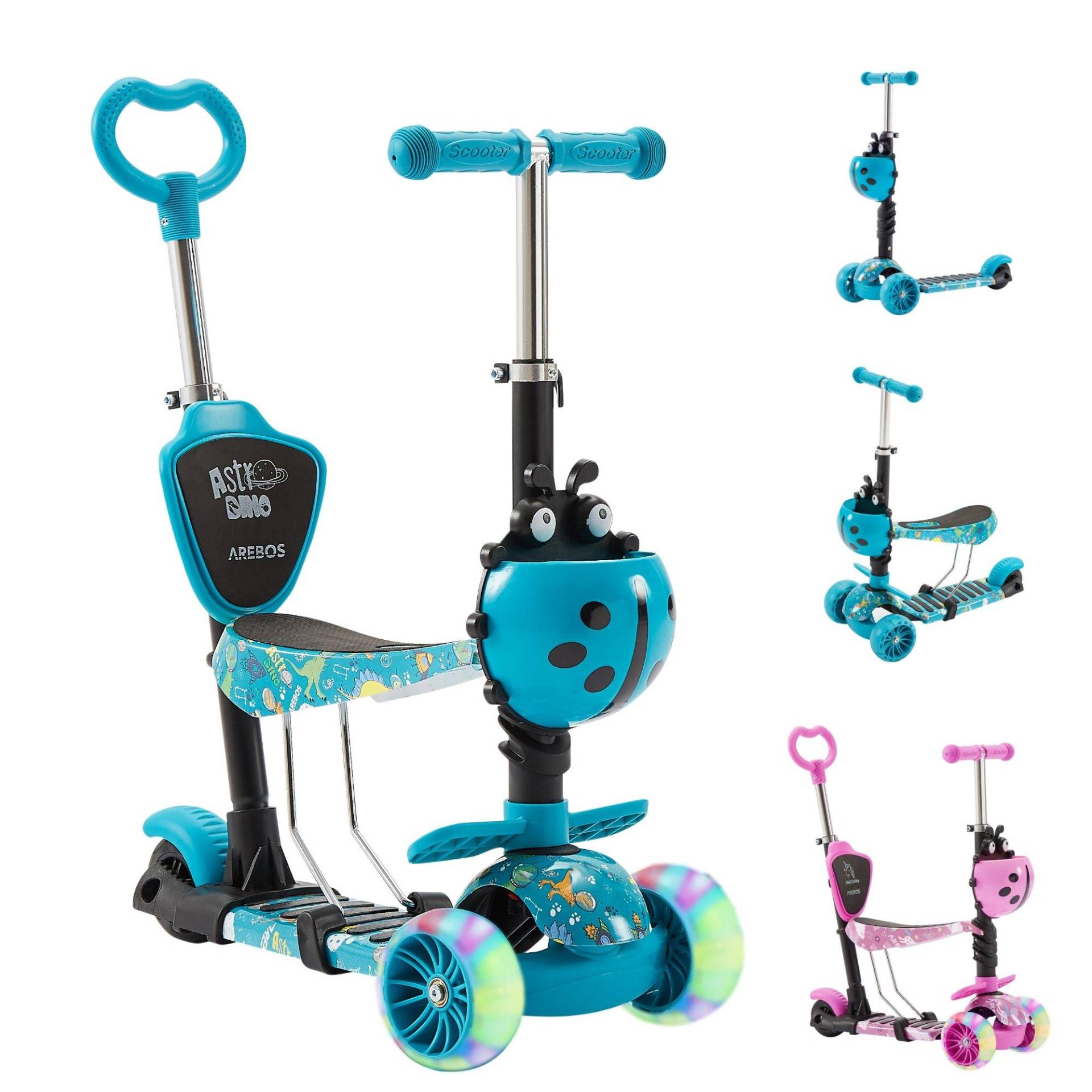 Arebos - Tretroller Kickscooter Cityroller Kinderroller | LED-Räder Schiebehilfe, One Size von Arebos