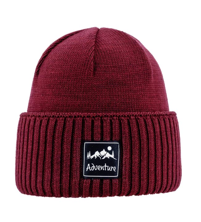 Areco Umschlagbeanie mit Badge Mütze bordeaux von Areco