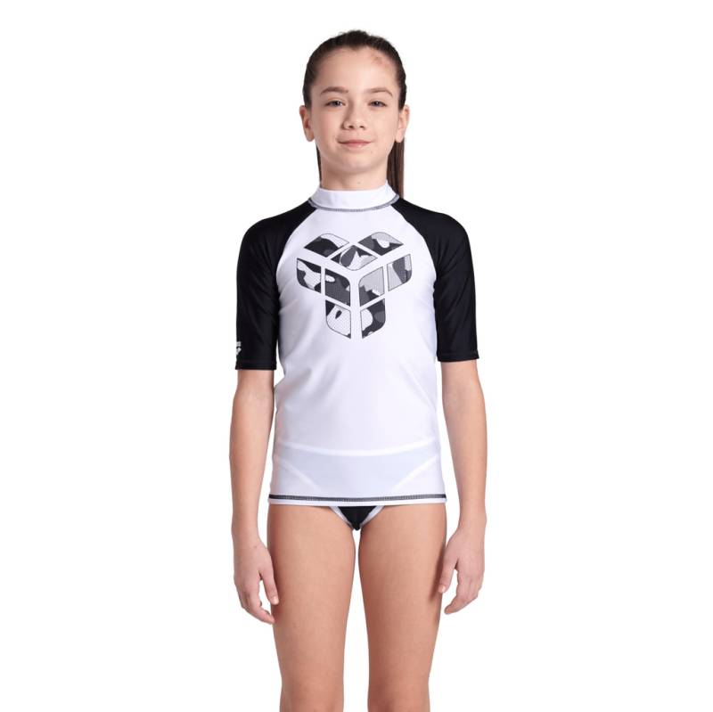 Arena Kinder UV Shirts Arena Kinder UV Shirts Unisex Jr   Rash Vest S/S Graphic, Weiss, ideal für Wassersport, Weiss von Arena