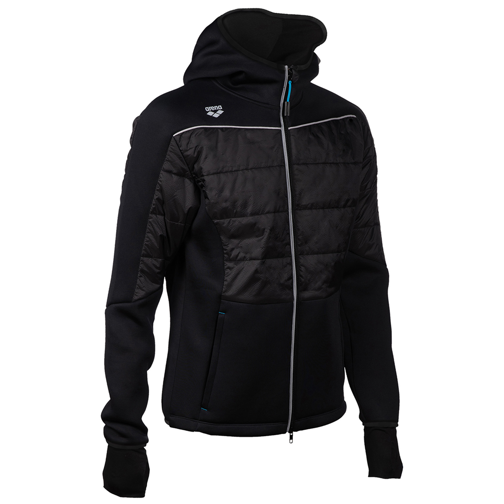 Arena Team Hooded F/Z Half-Quilted Jacket unisex Schwarz, Grösse: XS von Arena