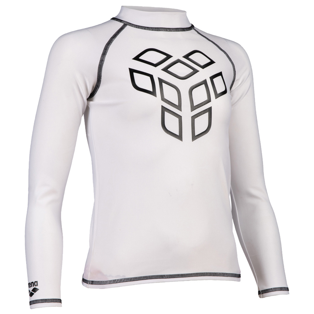 Arena isex Jr Arena Rash Vest L/S Graphic UV Shirt unisex Weiss, Grösse: 116 von Arena