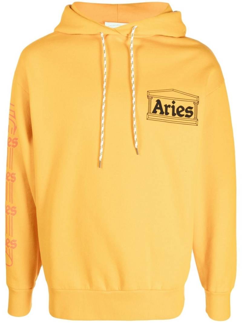 Aries Embroidered-logo pullover hoodie - Yellow von Aries