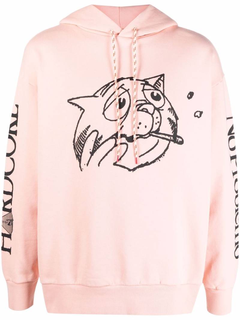 Aries Worried Cat graphic-print hoodie - Pink von Aries