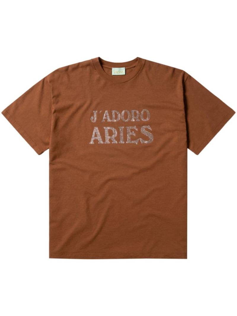 Aries embellished-logo T-shirt - Brown von Aries