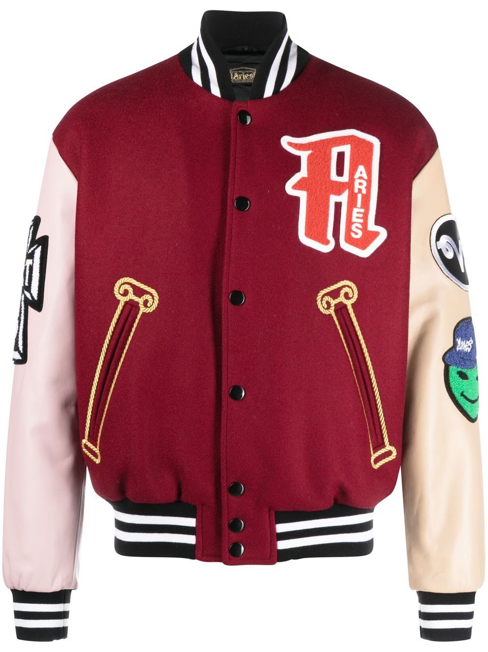 Aries logo-patch varsity jacket - Neutrals von Aries