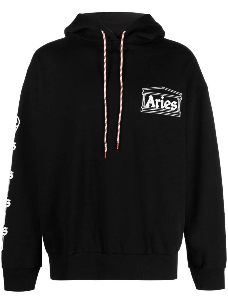 Aries logo-print cotton hoodie - Black von Aries