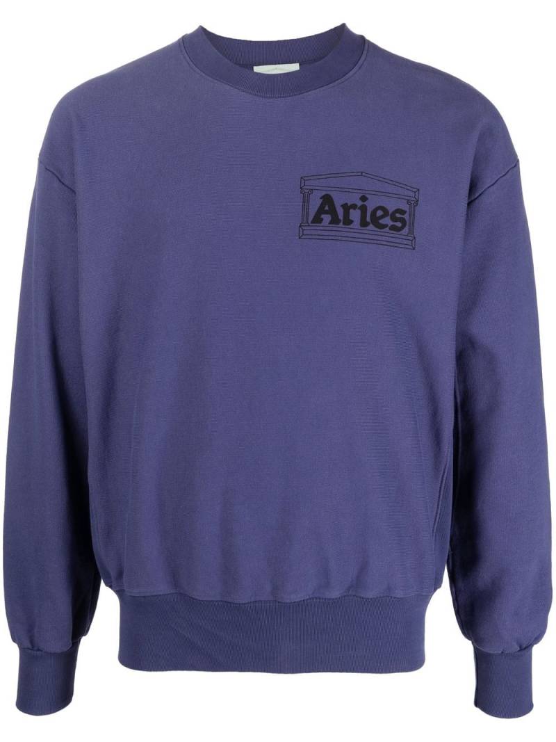 Aries logo-print crew neck jumper - Blue von Aries