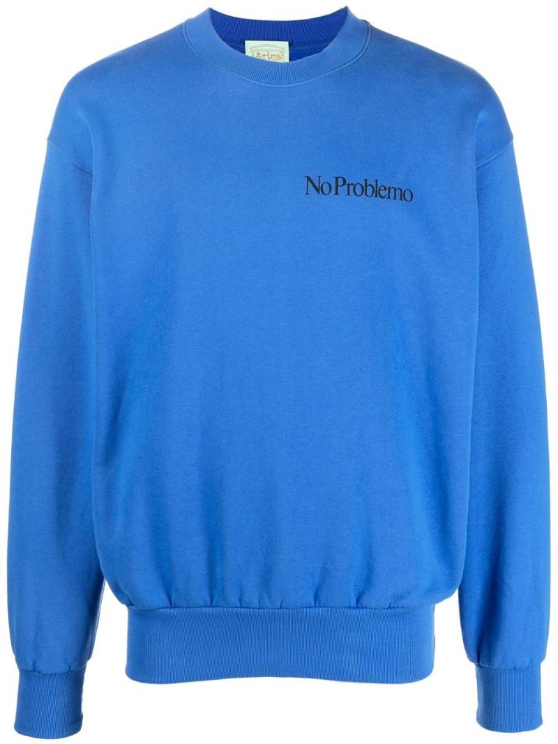 Aries logo-print crew-neck sweatshirt - Blue von Aries