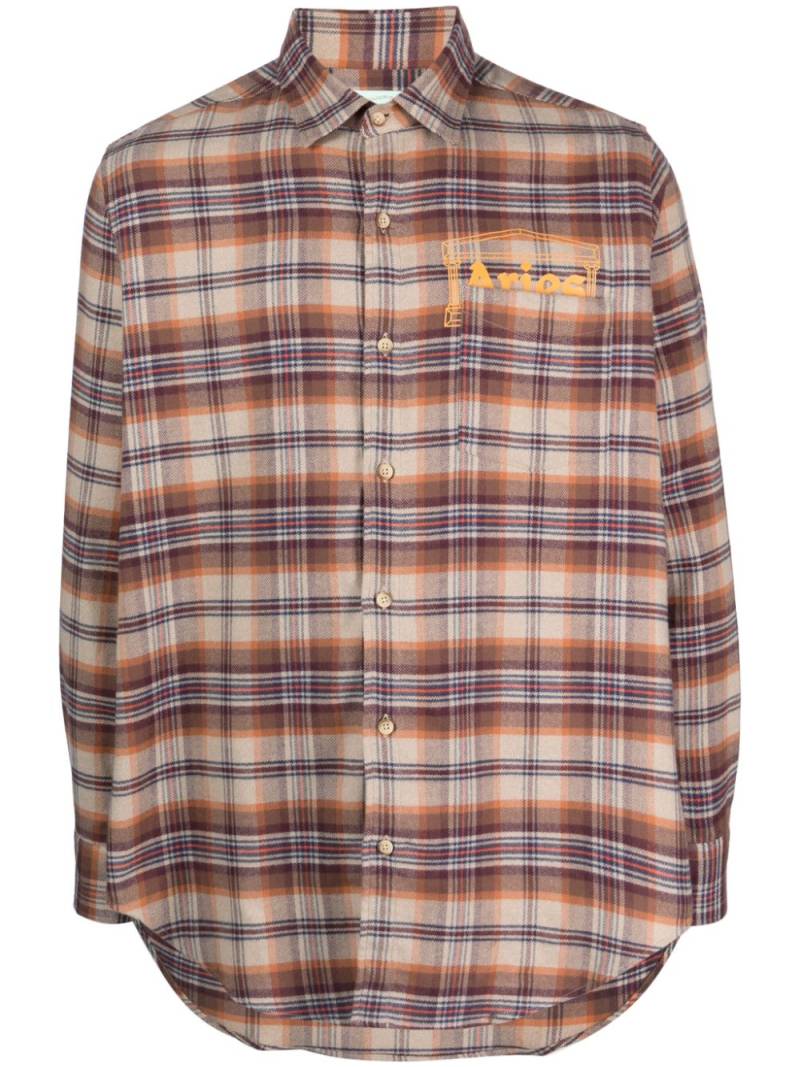 Aries plaid-check flannel shirt - Orange von Aries