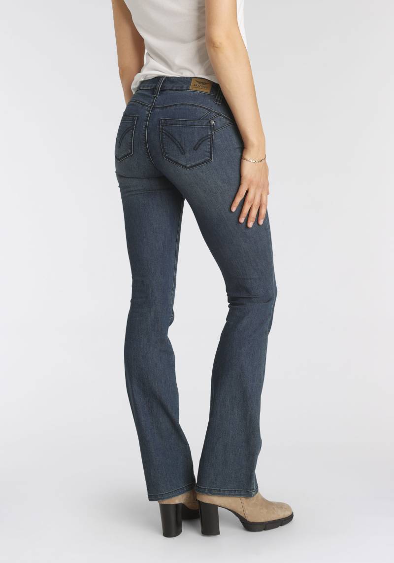 Arizona Bootcut-Jeans »Shaping«, bootcut, Kontrastnähte, Used-Look-Waschung, niedrige Leibhöhe von Arizona