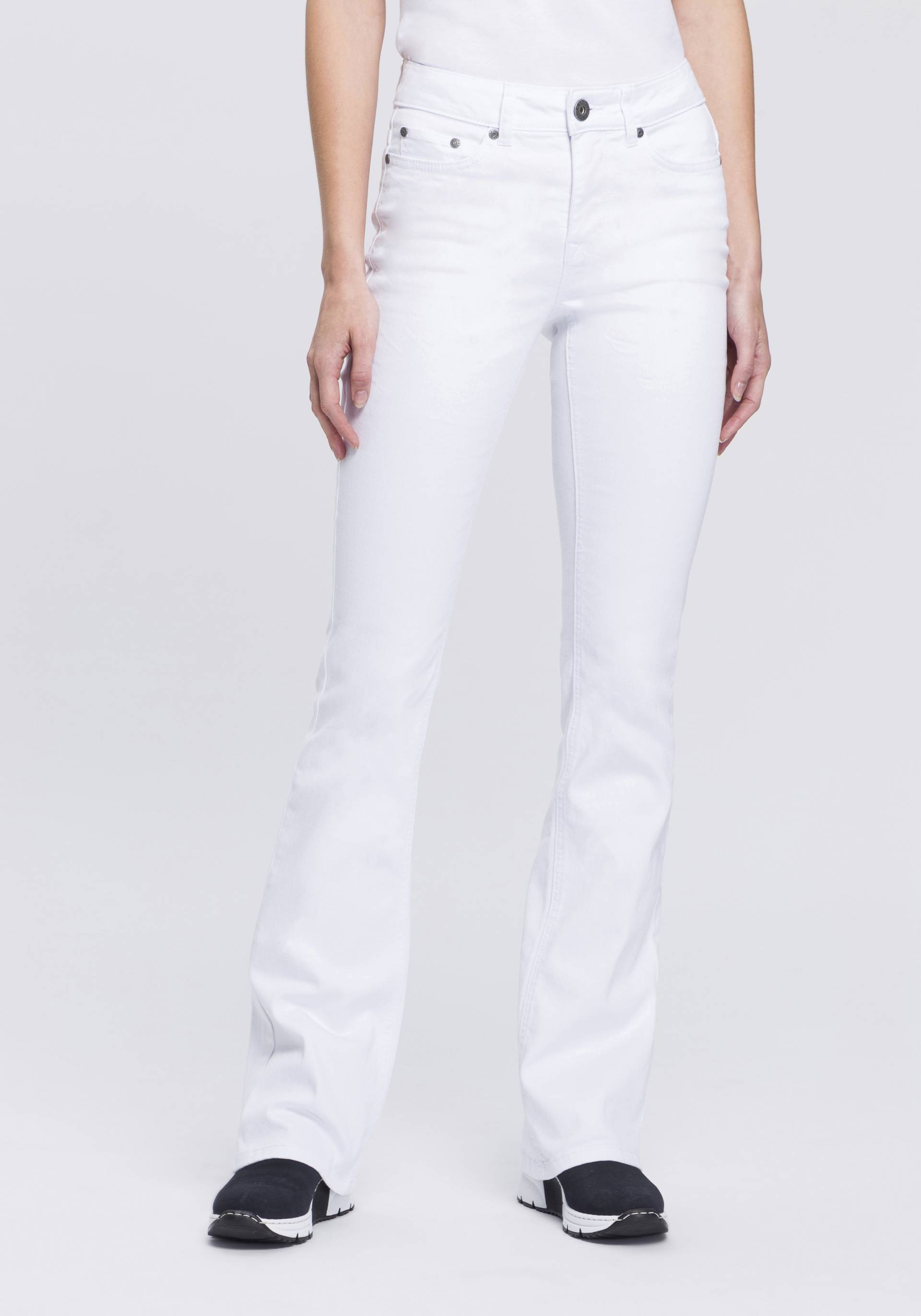 Arizona Bootcut-Jeans »Shaping«, elastische Passform, Bootcut-Beinform, Used-Waschung, hohe Taille Arizona Bootcut-Jeans »Shaping«, elastische Passform, Bootcut-Beinform, Used-Waschung, hohe Taille von Arizona
