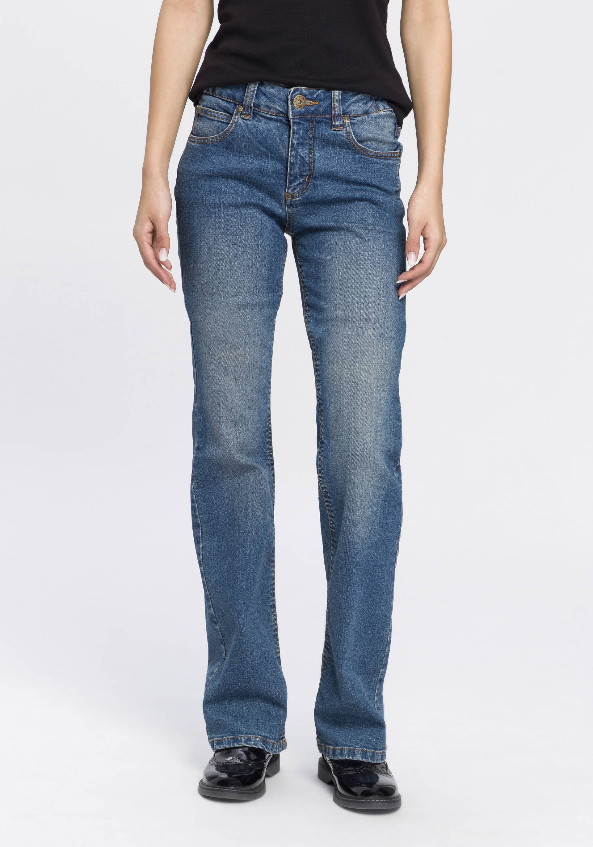 Arizona Bootcut-Jeans »Bund mit seitlichem Gummizugeinsatz«, High Waist von Arizona