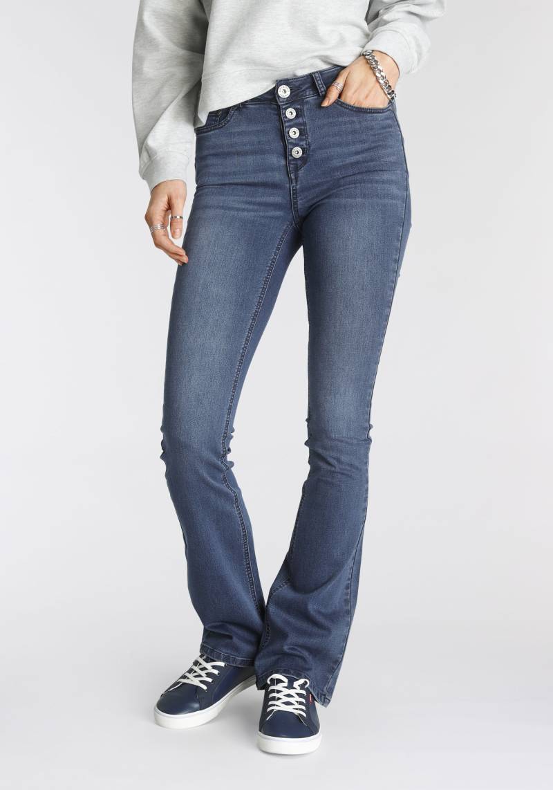 Arizona Bootcut-Jeans »Ultra Stretch«, High Waist mit durchgehender Knopfleiste von Arizona