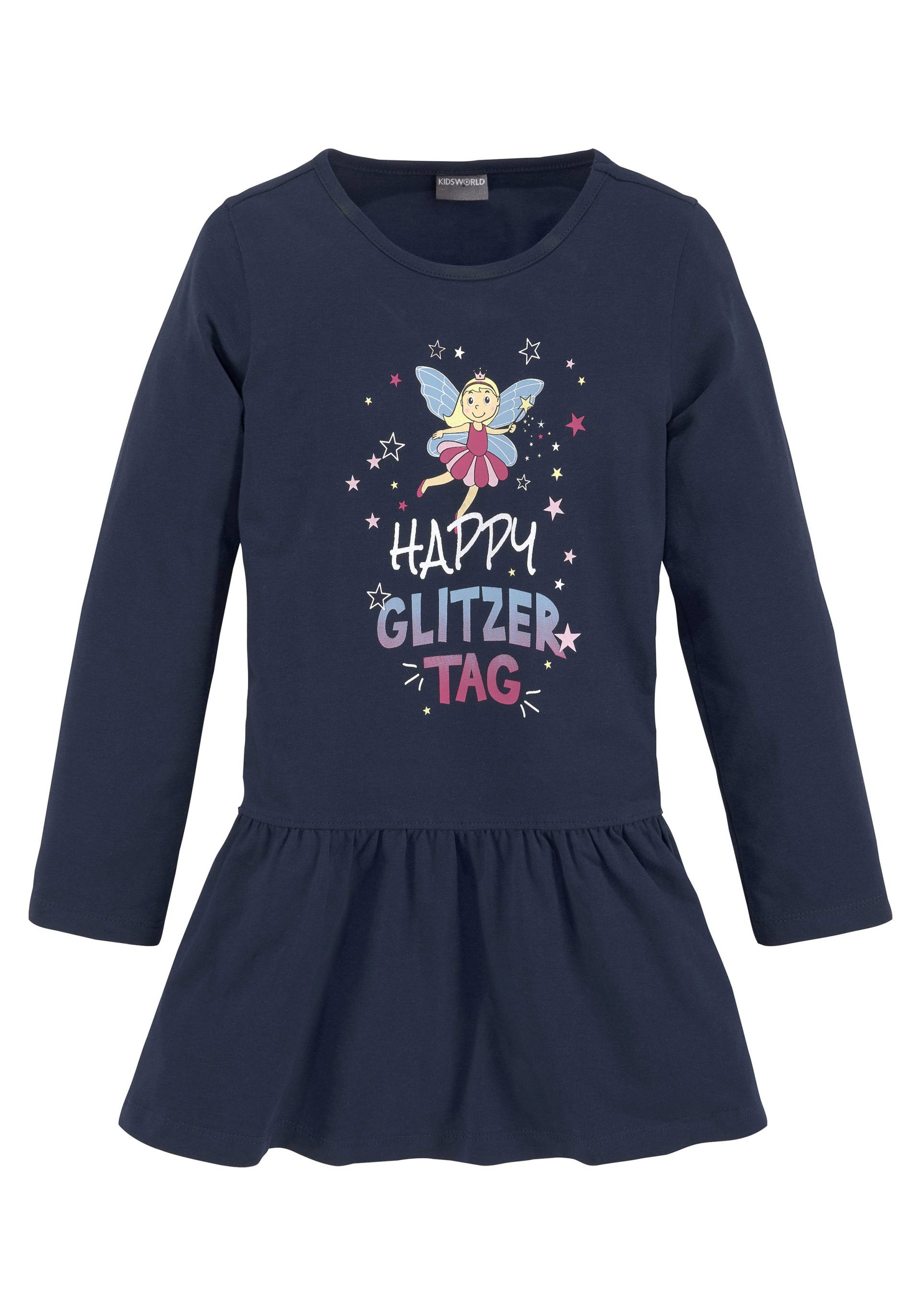 KIDSWORLD Jerseykleid »HAPPY GLITZER TAG«, mit glitzerndem Print von KIDSWORLD