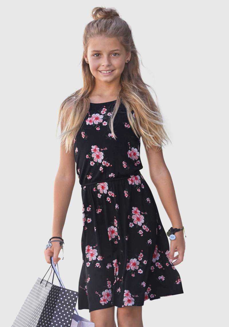 KIDSWORLD Jerseykleid »für Mädchen«, sommerlich, kniefrei, floral, aus Viskosemischung, ärmellos von KIDSWORLD